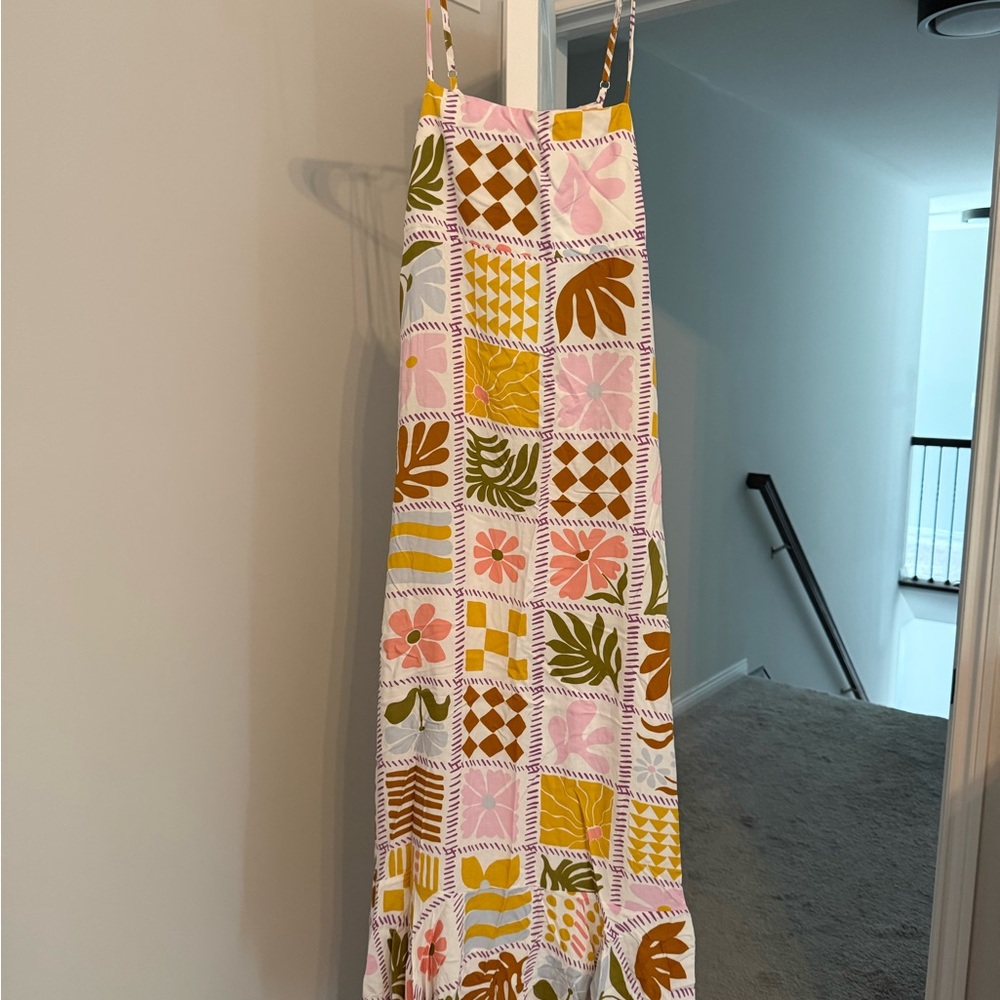 NWT Women’s Patchwork Print Maxi Skirt in Pink, Mustard & Olive